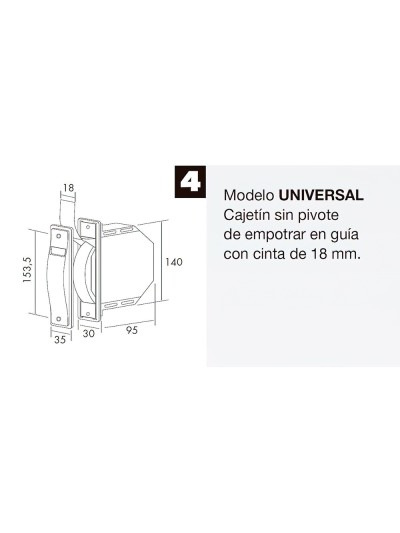 Recogedor Persiana Mini Blanco Cinta 18 mm. Empotrar Sin Pivotes