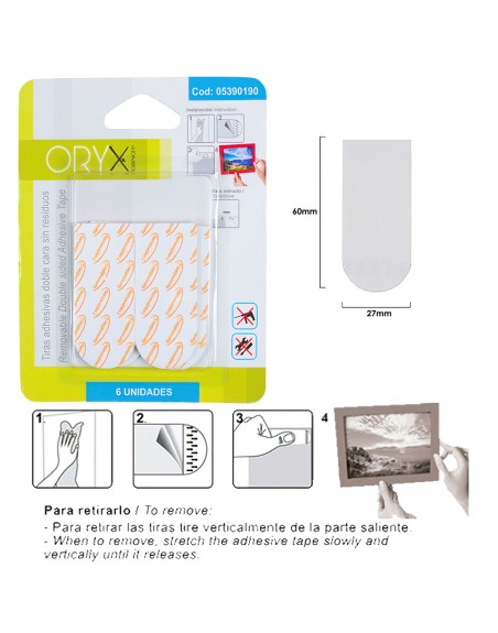 Tiras Adhesivas Doble Cara Sin Residuos (Blister de 6 piezas )