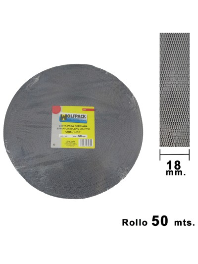 Cinta Persiana Wolfpack Gris 18 mm. Rollo 50 Metros