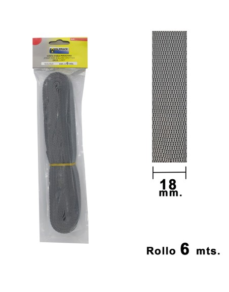 Cinta Persiana Wolfpack Gris 18 mm. Rollo 6 Metros