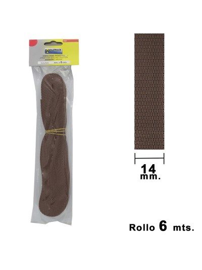Cinta Persiana Wolfpack Marrón 14 mm. Rollo 6 Metros