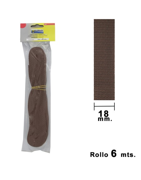 Cinta Persiana Wolfpack Marrón 18 mm. Rollo 6 Metros