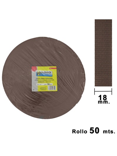 Cinta Persiana Marrón 18 mm. Rollo 50 Metros