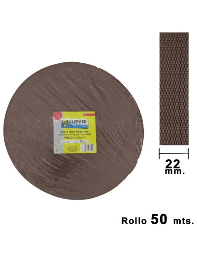 Cinta Persiana Wolfpack Marrón 22 mm. Rollo 50 Metros