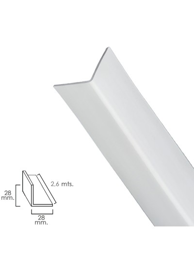Perfil Pvc Angulo 25x25 mm. Blanco Barra 2,5 metros