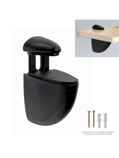 Soporte Pelicano Regulable Para Estante 1 / 20 mm. Negro (1 Pieza)