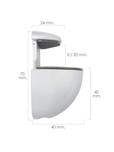 Soporte Pelicano Regulable Para Estante 1 / 20 mm. Cromo Mate (1 Pieza)