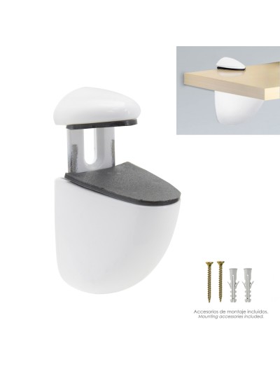 Soporte Pelicano Regulable Para Estante 1 / 20 mm. Blanco  (1 Pieza)