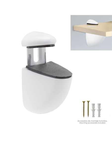 Soporte Pelicano Regulable Para Estante 1 / 20 mm. Blanco  (1 Pieza)