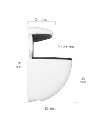 Soporte Pelicano Regulable Para Estante 1 / 20 mm. Blanco  (1 Pieza)
