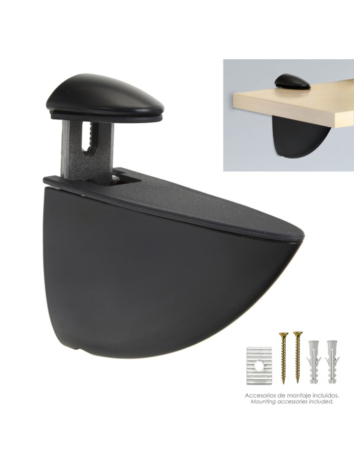 Soporte Pelicano Regulable Para Estante 1 / 35 mm. Negro  (1 Pieza)