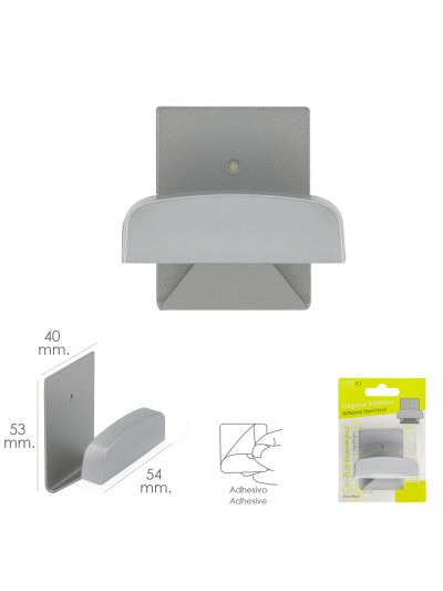 Colgador Percha Adhesivo Acero Inoxidable Color Gris