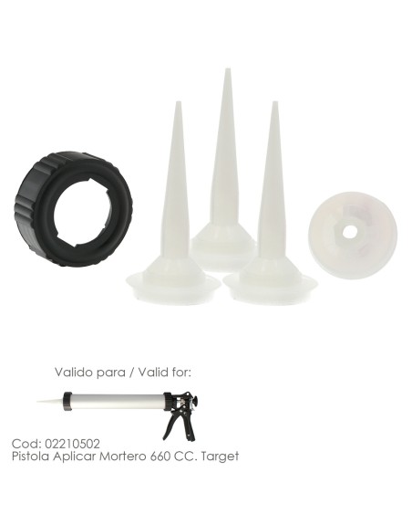 Set Accesorios para Pistola Aluminio / Acero Aplicar Mortero 660 CC. 02210502