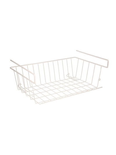 Cesta Bajo Estante Colgante Blanca 39x25x11cm.