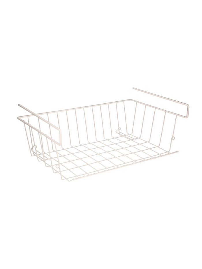 Cesta Bajo Estante Colgante Blanca 39x25x11cm.