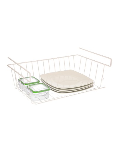 Cesta Bajo Estante Colgante Blanca 39x25x11cm.