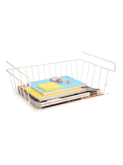 Cesta Bajo Estante Colgante Blanca 39x25x11cm.