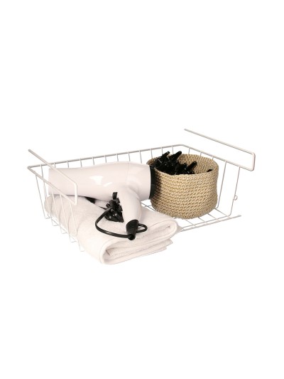 Cesta Bajo Estante Colgante Blanca 39x25x11cm.