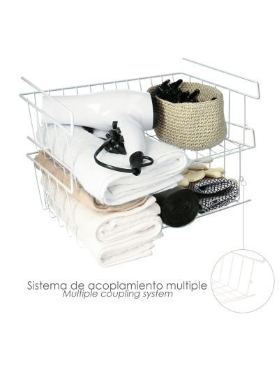Cesta Bajo Estante Colgante Blanca 39x25x11cm.