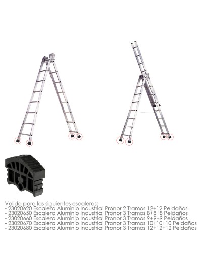 Contera Para Escalera Pronor 3 Tramos y Escalera 2 Tramos Con 12+12 Peldaños ( Perfil 79 mm.)