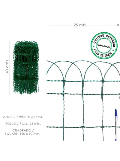 Malla Electrosoldada Plastificada Residence Altura 40 cm. Rollo 25 Metros