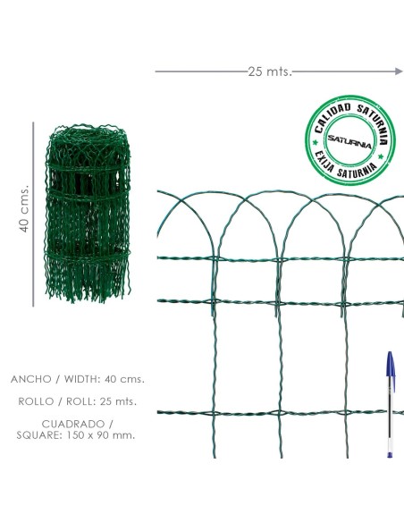 Malla Electrosoldada Plastificada Residence Altura 40 cm. Rollo 25 Metros