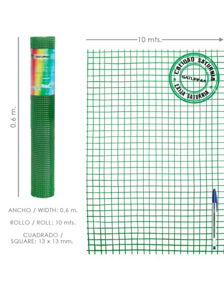 Malla Electrosoldada Plastificada Corral 13x13 / Altura 60 cm. / Rollo 10 metros