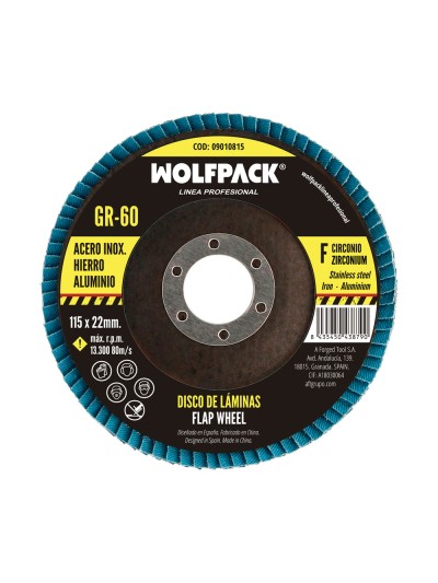 Disco Laminas Abrasivo Para Amoladora Ø 115 mm. Grano 60 Disco Laminado Acero, Disco Lija Acero Inoxidable, Disco Pulidor Acero