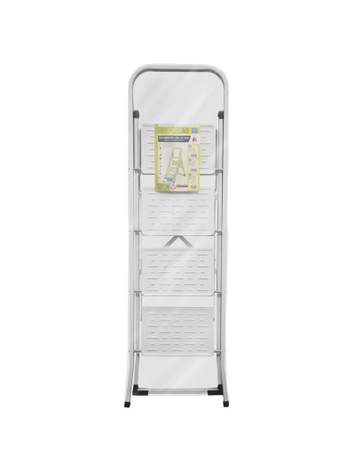 Escalera Domestica Acero 4 Peldaños, Escalerilla Blanca