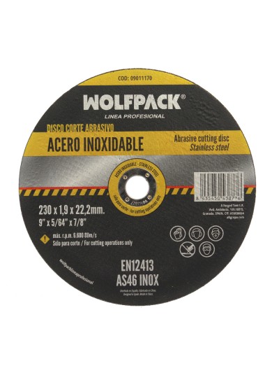 Disco Corte Abrasivo Acero Inoxidable Ø 230x Ø 22,2 mm Espesor 1,9 mm Disco Radial / Amoladora Universal Con Todas Las Amoladora