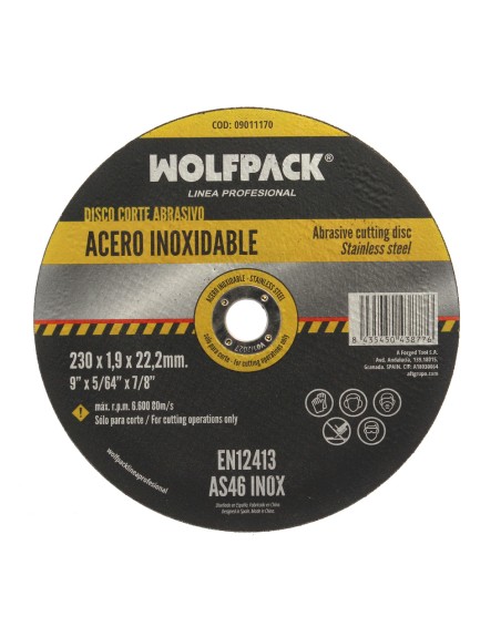 Disco Corte Abrasivo Acero Inoxidable Ø 230x Ø 22,2 mm Espesor 1,9 mm Disco Radial / Amoladora Universal Con Todas Las Amoladora