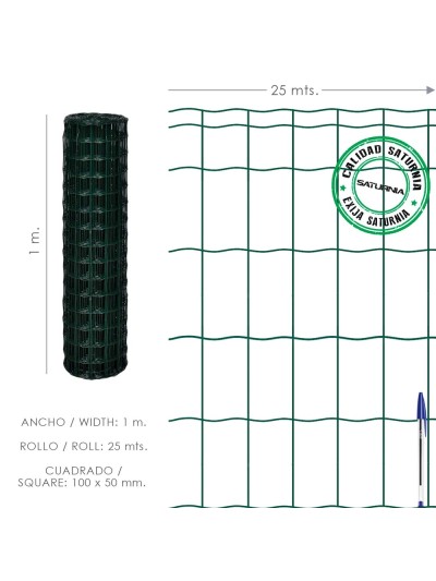 Malla Plastificada Country  100x50 / 100 cm. rollo 25 Metros