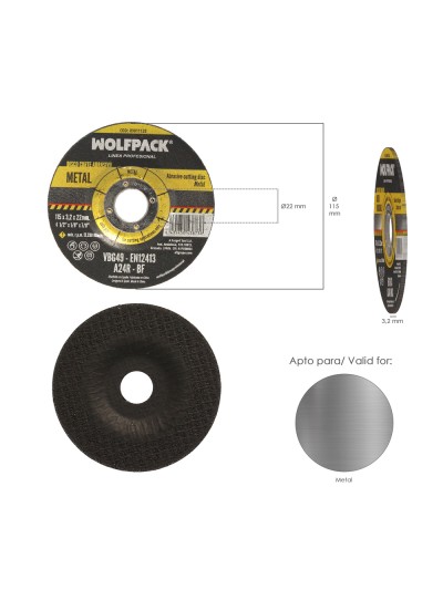 Disco Corte Abrasivo  Metal Ø 115 x Ø 22 mm. Espesor 3,2 mm. Disco Radial / Amoladora Universal Con Todas Las Amoladoras