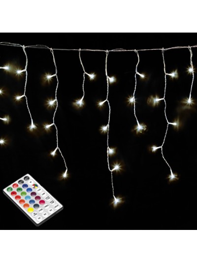 Guirnalda Luces Navidad Cortina x3 Metros 600 Leds Blanco Calido. Luz Navidad Interiores y Exteriores Ip44. Cable Transparente