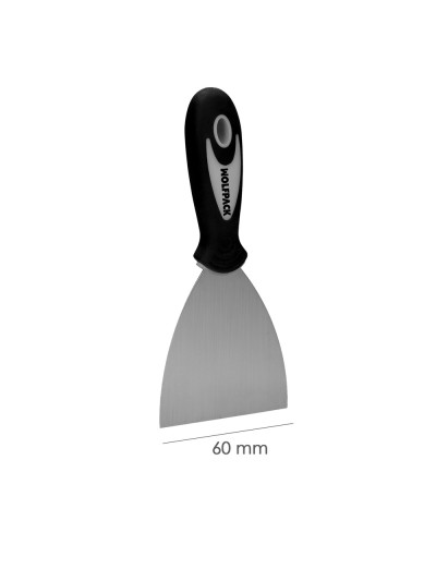 Espatula Acero Inoxidable Ancho 60 mm. Con Mango de Goma Ergonomico, Espatula Pintor, Espatula Masilla, Paletina, Paleta Rascar