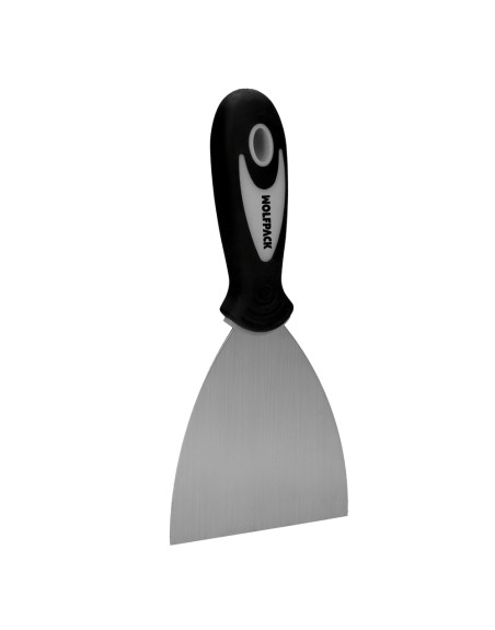 Espatula Acero Inoxidable Ancho 80 mm. Con Mango de Goma Ergonomico, Espatula Pintor, Espatula Masilla, Paletina, Paleta Rascar