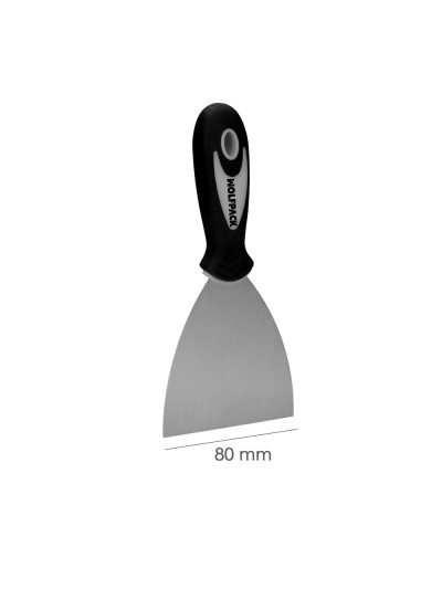Espatula Acero Inoxidable Ancho 80 mm. Con Mango de Goma Ergonomico, Espatula Pintor, Espatula Masilla, Paletina, Paleta Rascar