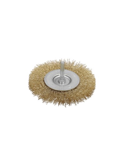Cepillo Acero Latonado Para Taladro. Disco Ø 50 mm. Espiga 1/4" Cepillo Taladro Alambre Latón, Cepillo Limpieza, Cepillo Pulir.