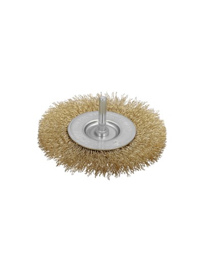 Cepillo Acero Latonado Para Taladro. Disco Ø 75 mm. Espiga 1/4" Cepillo Taladro Alambre Latón, Cepillo Limpieza, Cepillo Pulir.