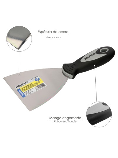 Espatula Mango Gummy Grip Hoja 100 mm. Espatula Yeso, Espatula Pintor, Espatula Masillas, Espatula Pladur, etc.