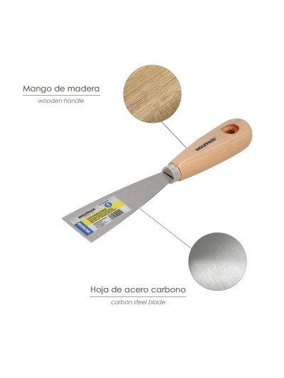 Espatula Mango Madera Hoja Acero 40 mm. Espatula Yeso, Espatula Pintor, Espatula Masillas, Espatula Pladur, etc.