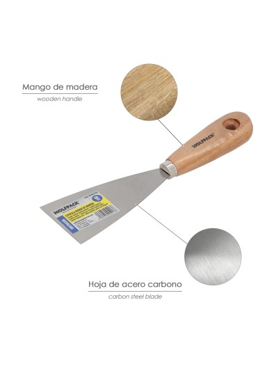 Espatula Mango Madera Hoja Acero 60 mm. Espatula Yeso, Espatula Pintor, Espatula Masillas, Espatula Pladur, etc.