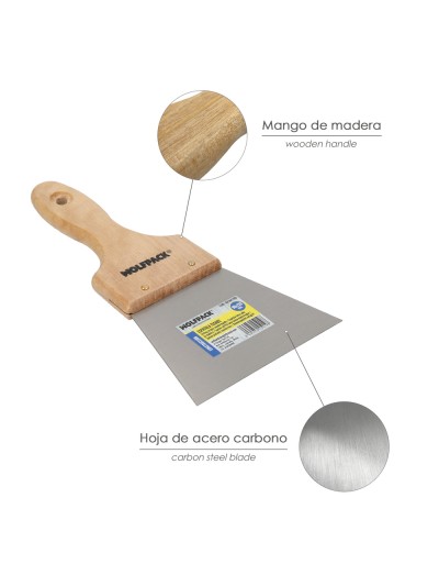 Espatula Techos Mango Madera Hoja Acero 90 x 120 mm. Espatula Yeso, Espatula Pintor, Espatula Masillas, Espatula Pladur, etc.
