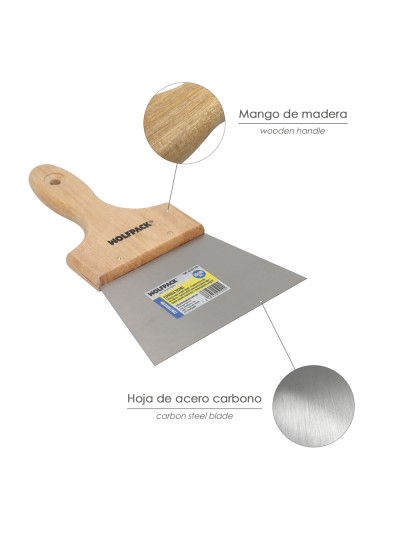 Espatula Techos Mango Madera Hoja Acero 90 x 140 mm. Espatula Yeso, Espatula Pintor, Espatula Masillas, Espatula Pladur, etc.