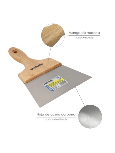 Espatula Techos Mango Madera Hoja Acero 90 x 160 mm. Espatula Yeso, Espatula Pintor, Espatula Masillas, Espatula Pladur, etc.