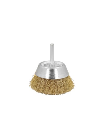 Cepillo Acero Latonado Para Taladro Taza Ø 50 mm. Espiga 1/4" Cepillo Taladro Alambre Latón, Cepillo Limpieza, Cepillo Pulir.