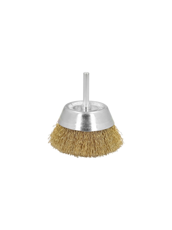 Cepillo Acero Latonado Para Taladro Taza Ø 50 mm. Espiga 1/4" Cepillo Taladro Alambre Latón, Cepillo Limpieza, Cepillo Pulir.