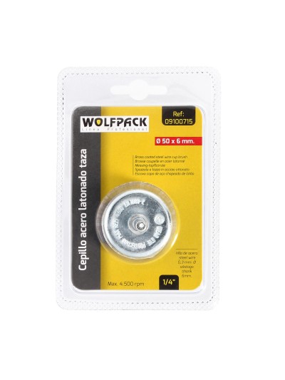Cepillo Acero Latonado Para Taladro Taza Ø 50 mm. Espiga 1/4" Cepillo Taladro Alambre Latón, Cepillo Limpieza, Cepillo Pulir.