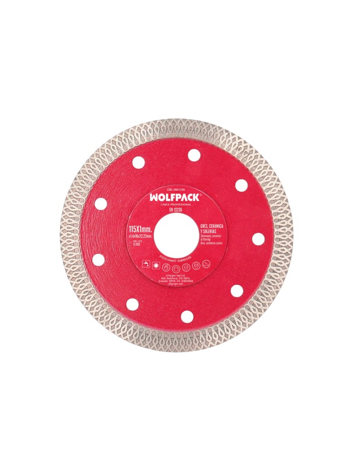 Disco Diamante Ø 115 mm. Porcelanicos, Gres, Ceramica, Solerias. Segmento Diamantado 10 mm.