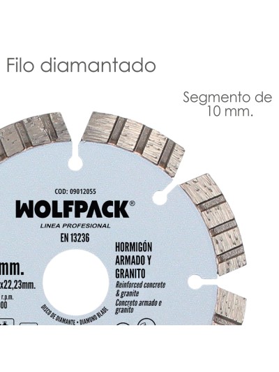 Disco Diamante Hormigon Armado / Granito Ø 115 mm. Segmento Diamantado 10 mm.